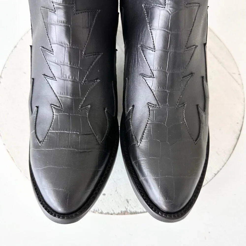 NEW Lane CHELSEA Womens Cowboy Bootie 11 Cowgirl Western Black Short Ankle Boots
